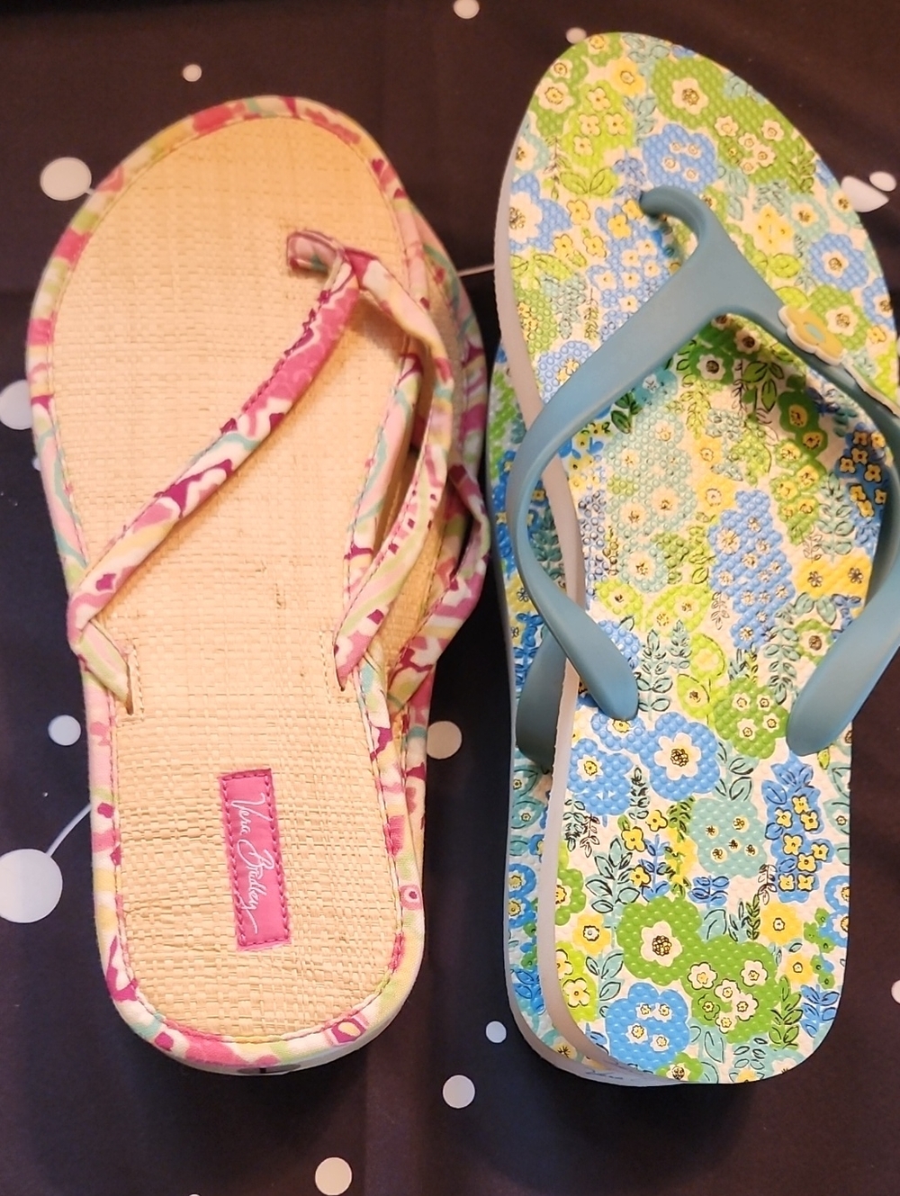 Vera Bradley Floral Flip-Flop Sandals - Pink & Blue